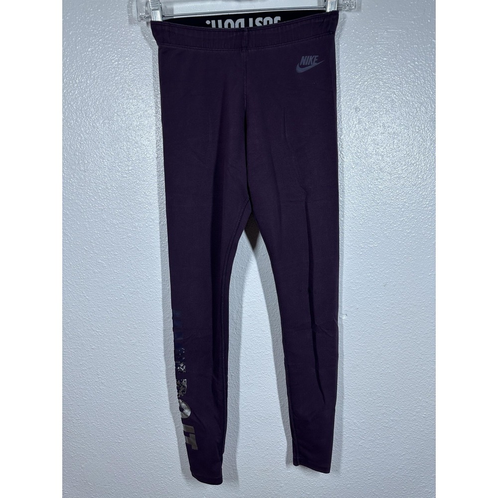 Nike Leggings Womens XS Purple Just Do It‎ Swoosh Cotton Blend Stretch Athletic